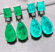 Brincos Prata Esterlina  e Pedra Cultivada Turmalina